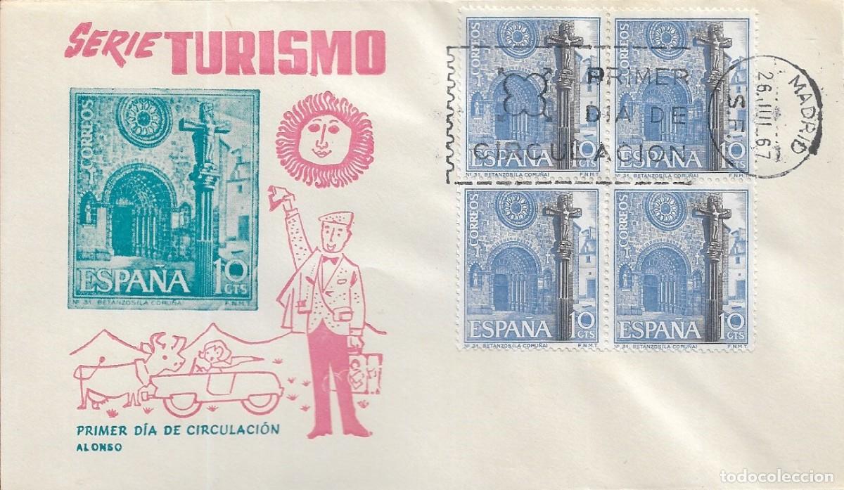 Sellos: IGLESIA SANTA MARIA BETANZOS SERIE TURISTICA 1967 (EDIFIL 1802 CUATRO SELLOS) EN SPD ALONSO RARO ASI