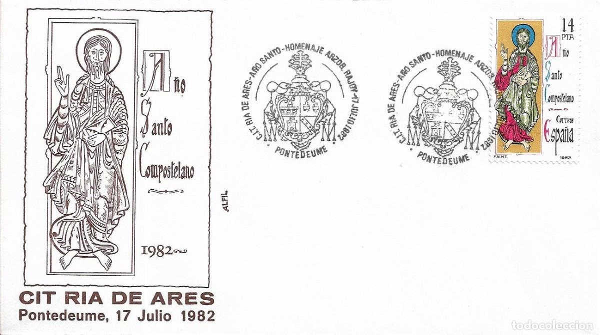 Selos: A&Ntilde;O SANTO HOMENAJE ARZOBISPO RAJOY, PONTEDEUME (LA CORU&Ntilde;A) 1982. RARO MATASELLOS EN SOBRE DE ALFIL