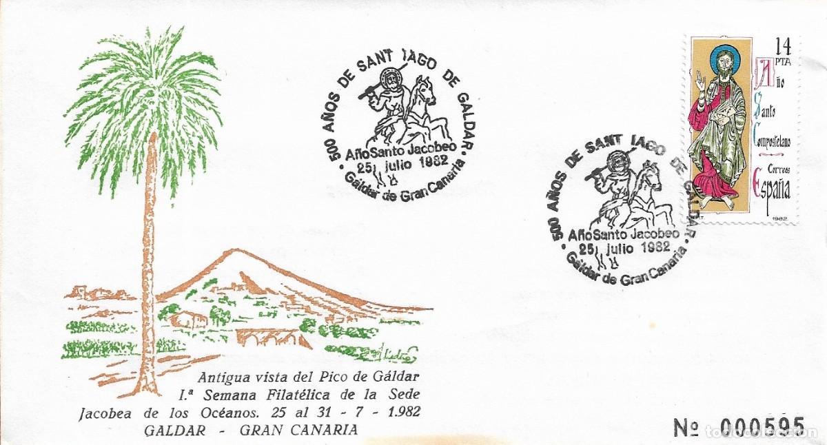 Briefmarken: A&Ntilde;O SANTO JACOBEO 500 A&Ntilde;OS SANTIAGO DE GALDAR (CANARIAS) 1982. MATASELLOS EN RARO SOBRE VER REVERSO