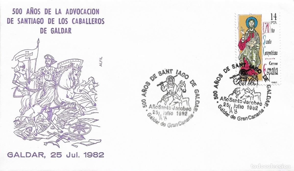 Selos: A&Ntilde;O SANTO JACOBEO 500 A&Ntilde;OS SANTIAGO DE GALDAR (CANARIAS) 1982. MATASELLOS EN RARO SOBRE DE ALFIL