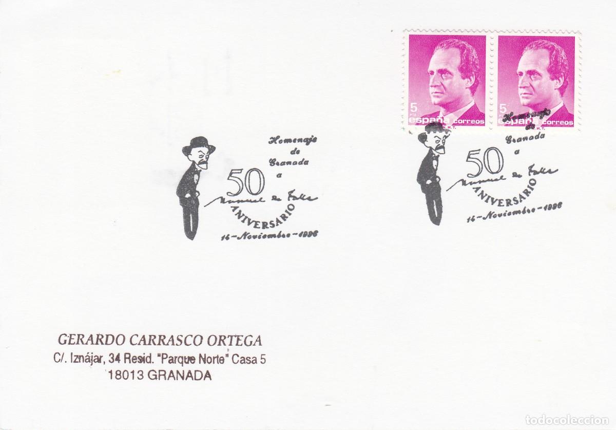 Sellos: MATASELLOS GRANADA - HOMENAJE A FALLA - 1998 EN POSTAL - Foto 2