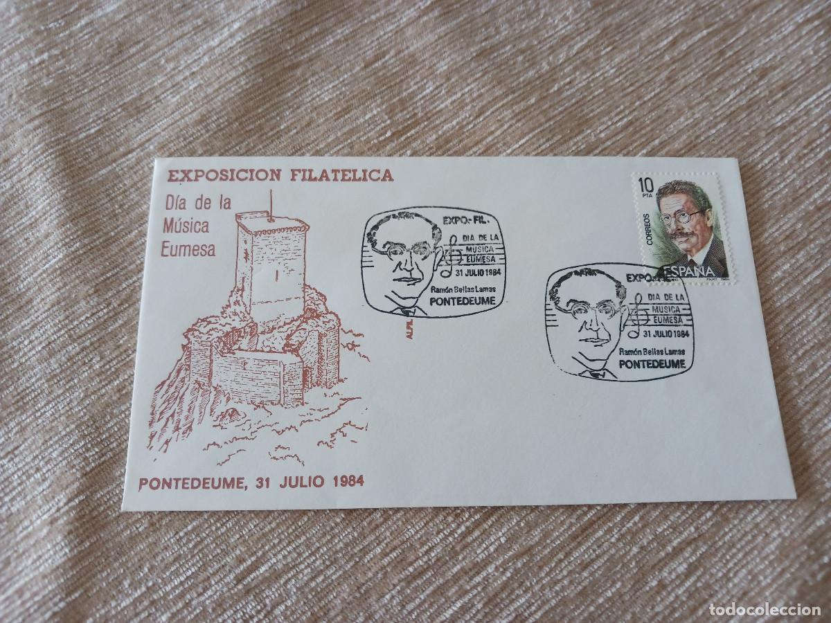Sellos: exposicion filatelica, dia de la musica eumesa, pontedeume 1984
