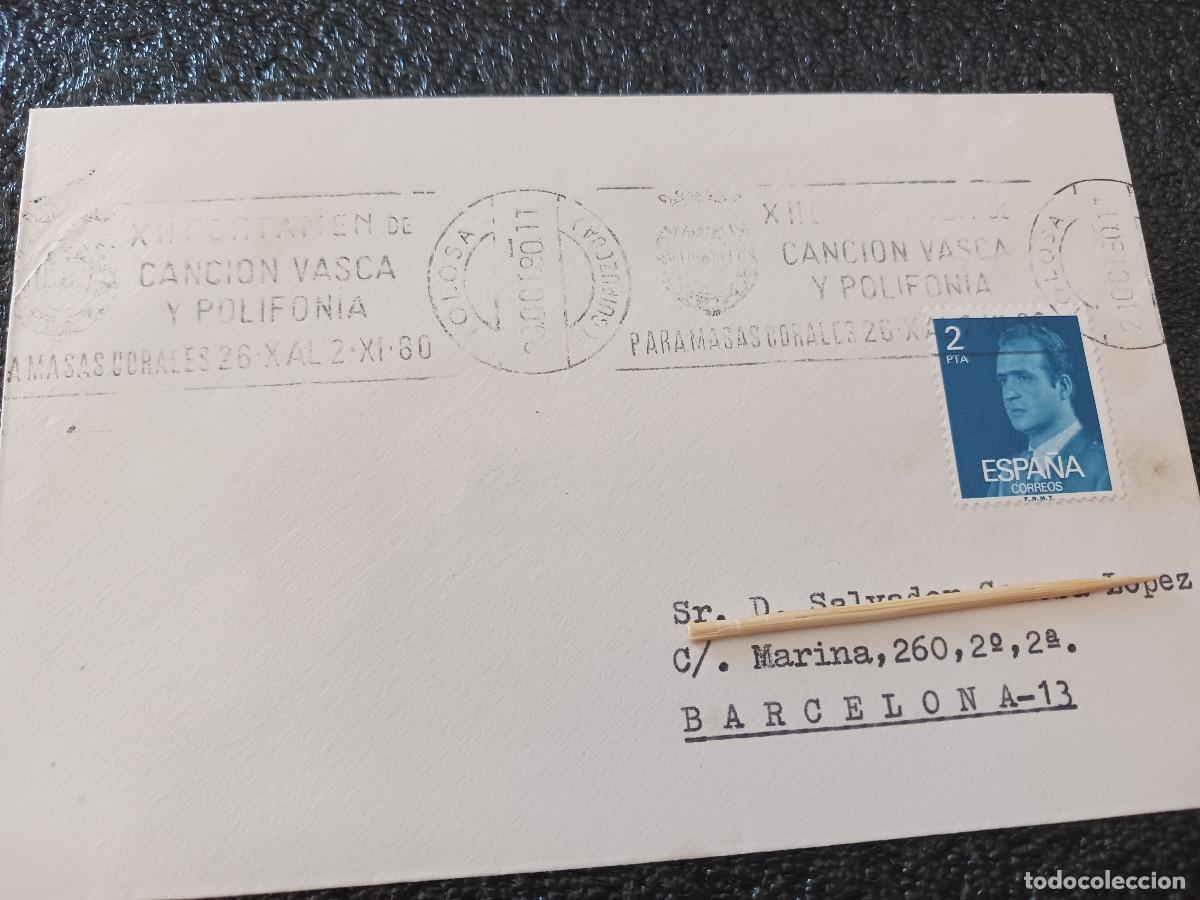 Briefmarken: sobre circulado de primer dia de circulacion, XII certamen cancion vasca 1980