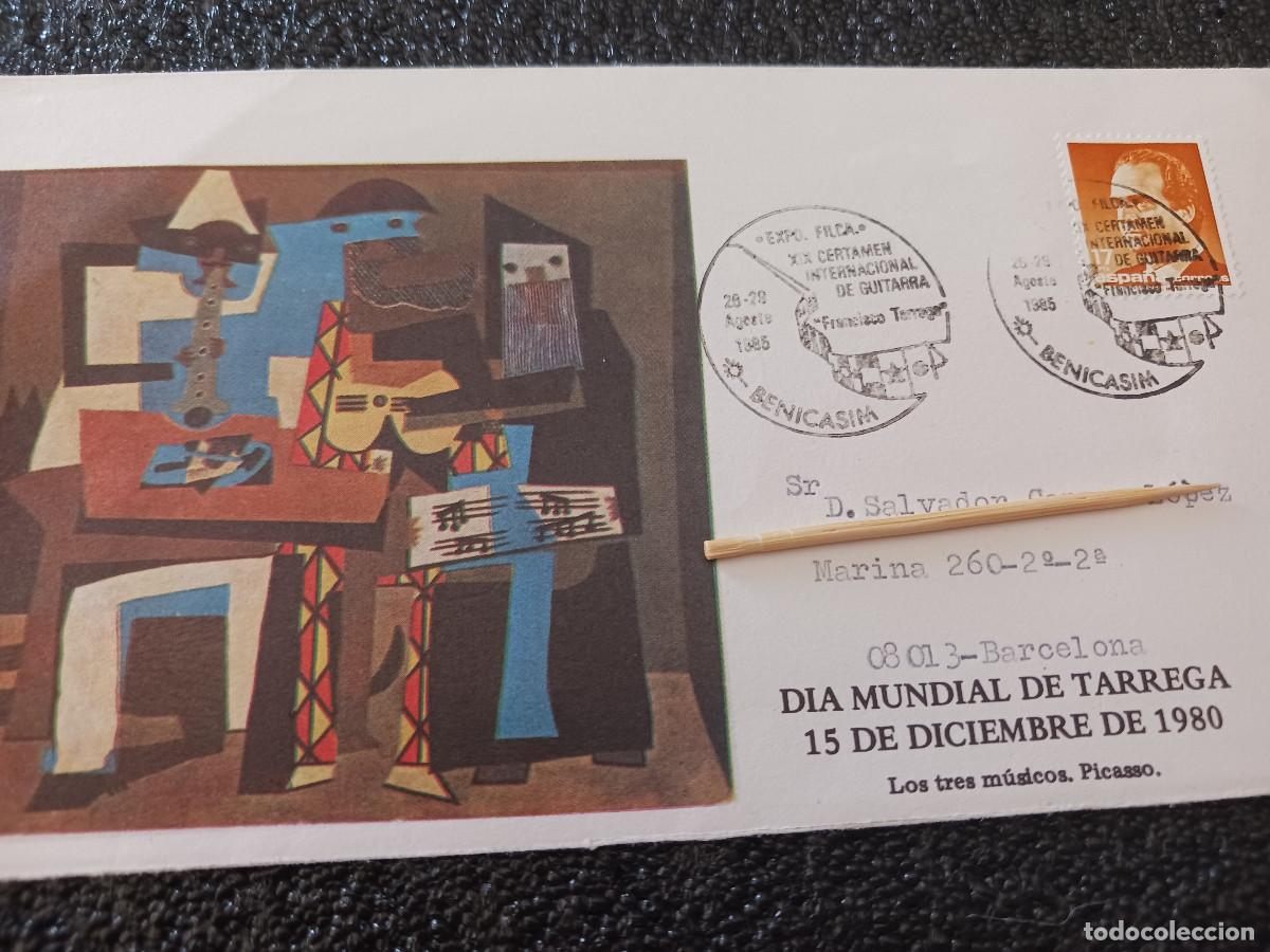 Briefmarken: sobre circulado de primer dia de circulacion, dia mundial de tarrega, benicasim 1985