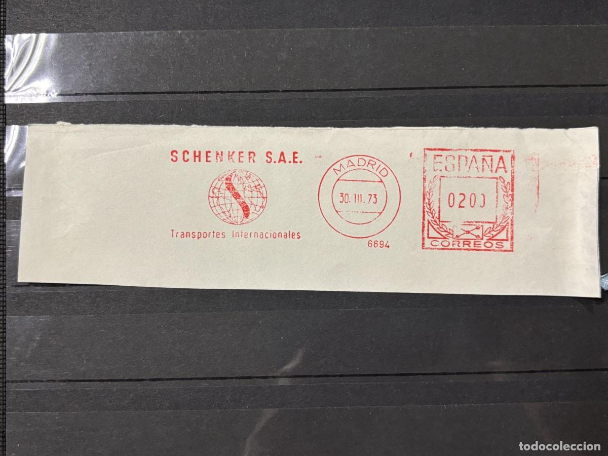 Timbres: FRANQUEO MEC&Aacute;NICO. SCHENKER S.A.E. MADRID, 1973