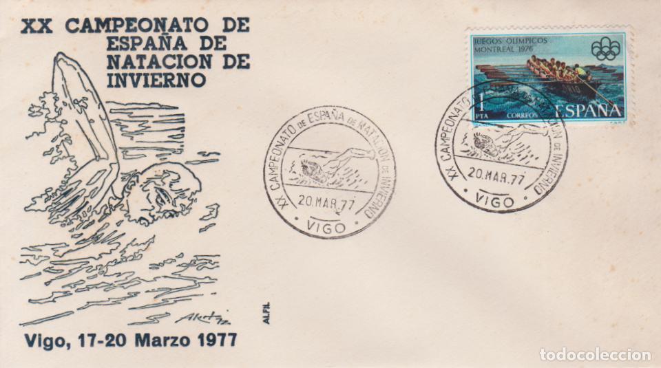 Francobolli: SOBRE PRIMER D&Iacute;A DE CIRCULACI&Oacute;N - XX CAMPEONATO DE ESPA&Ntilde;A DE NATACION DE INVIERNO - 20 MAR. 1977