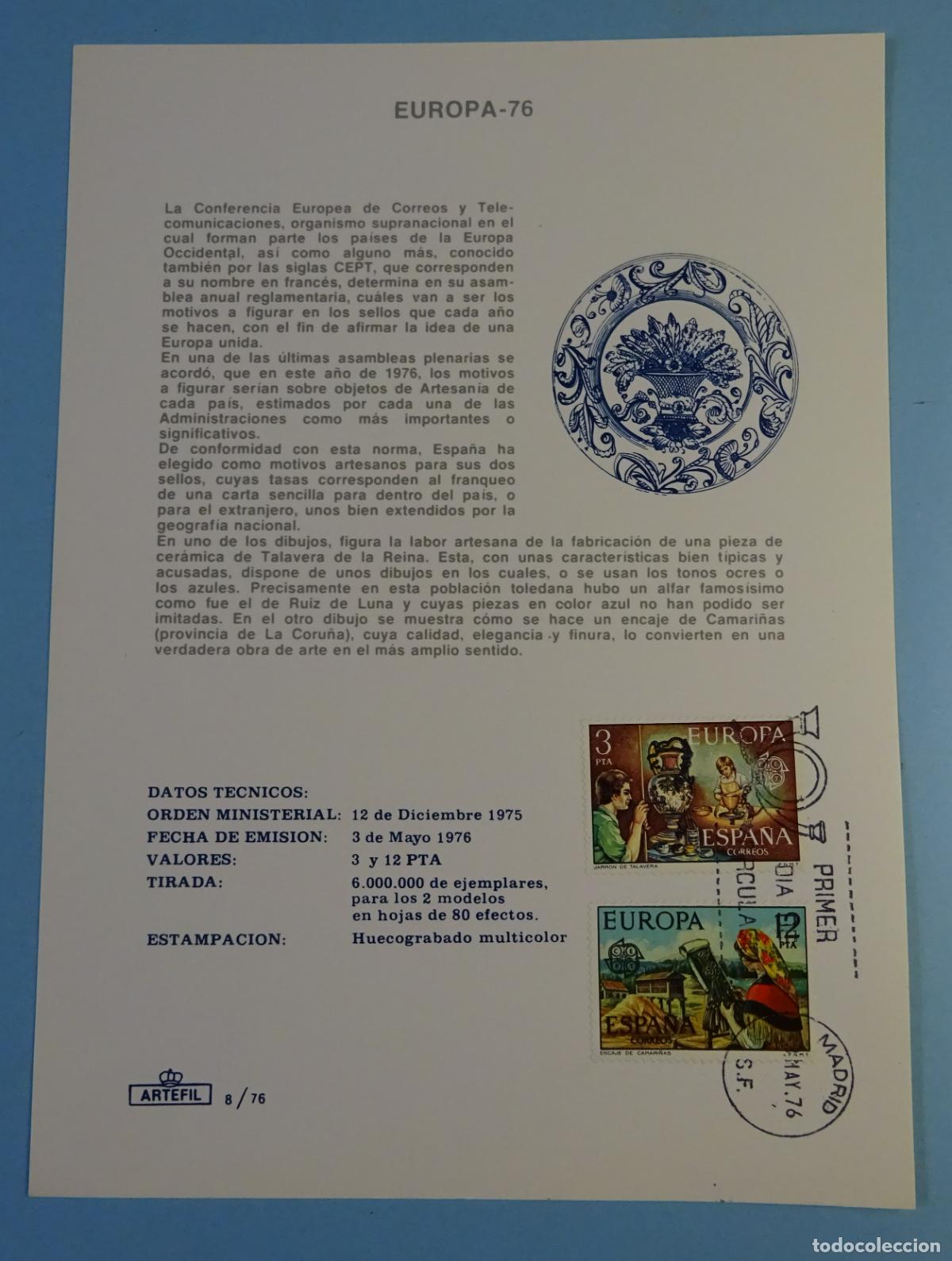 Sellos: EUROPA - 76. ARTEFIL 8 / 76 - Foto 1