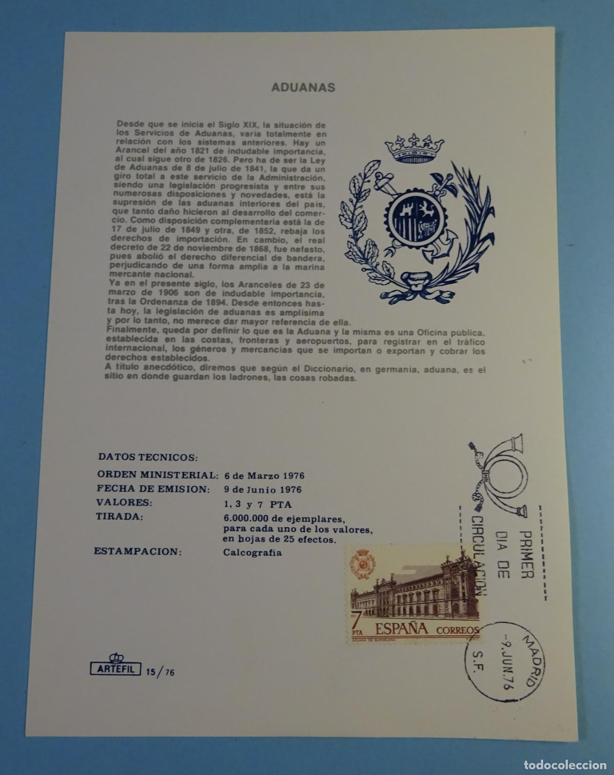 Sellos: ADUANAS. ARTEFIL 15 / 76 - Foto 1