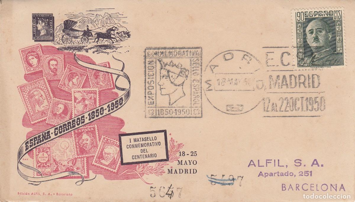 Sellos: 1950 FRONTAL MATASELLOS E C S E EXPOSICI&Oacute;N FILAT&Eacute;LICA DEL CENTENARIO - Foto 1