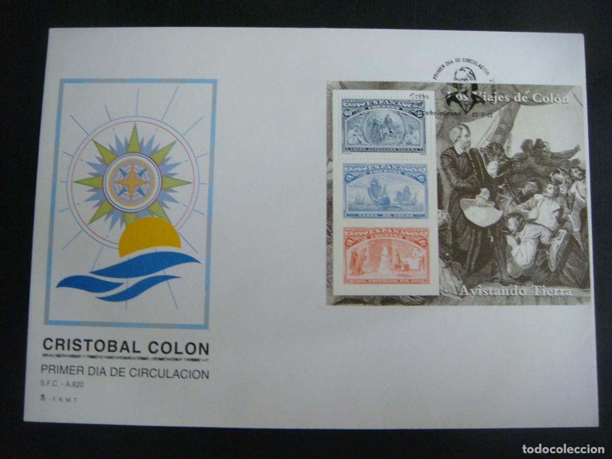 Sellos: SOBRE 1&ordm; DIA CRISTOBAL COLON-22-MAYO-92-(&) - Foto 1