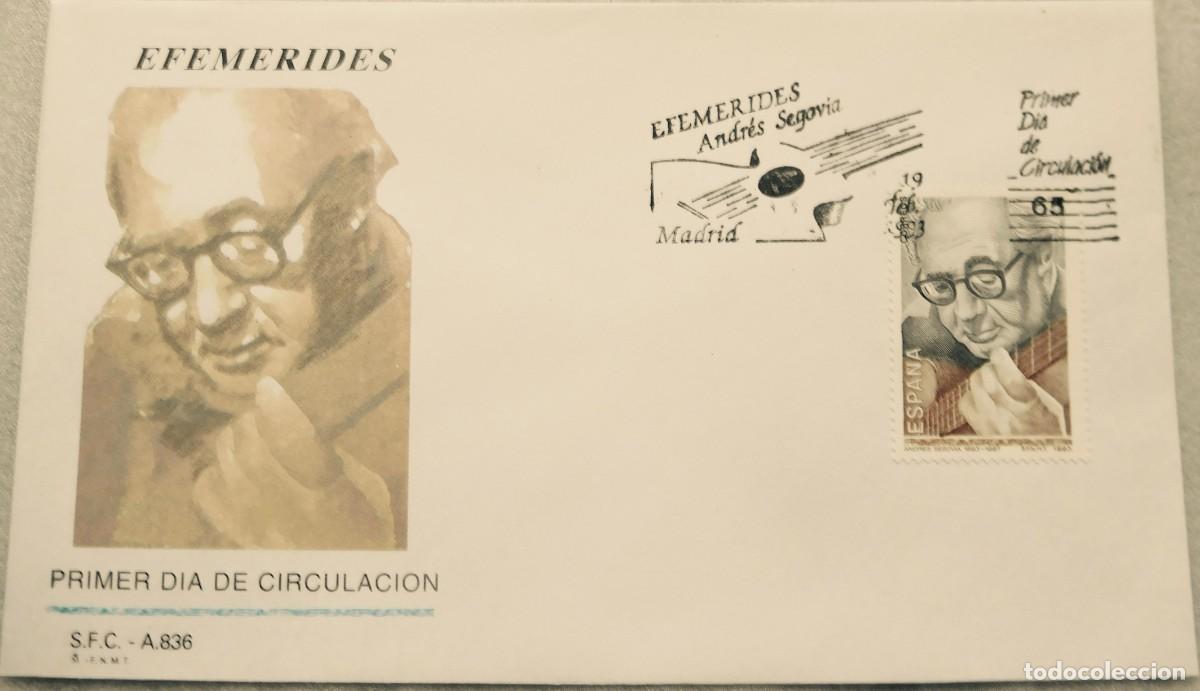 Sellos: Sobre del primer d&iacute;a, Andr&eacute;s Segovia - Foto 1