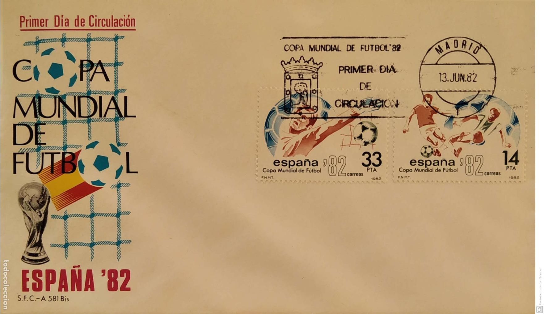 Sellos: Espa&ntilde;a. SPD 2661/62 Copa Mundial de F&uacute;tbol, Espa&ntilde;a'82: Jugadas de este deporte. 1982. Matasello Prim