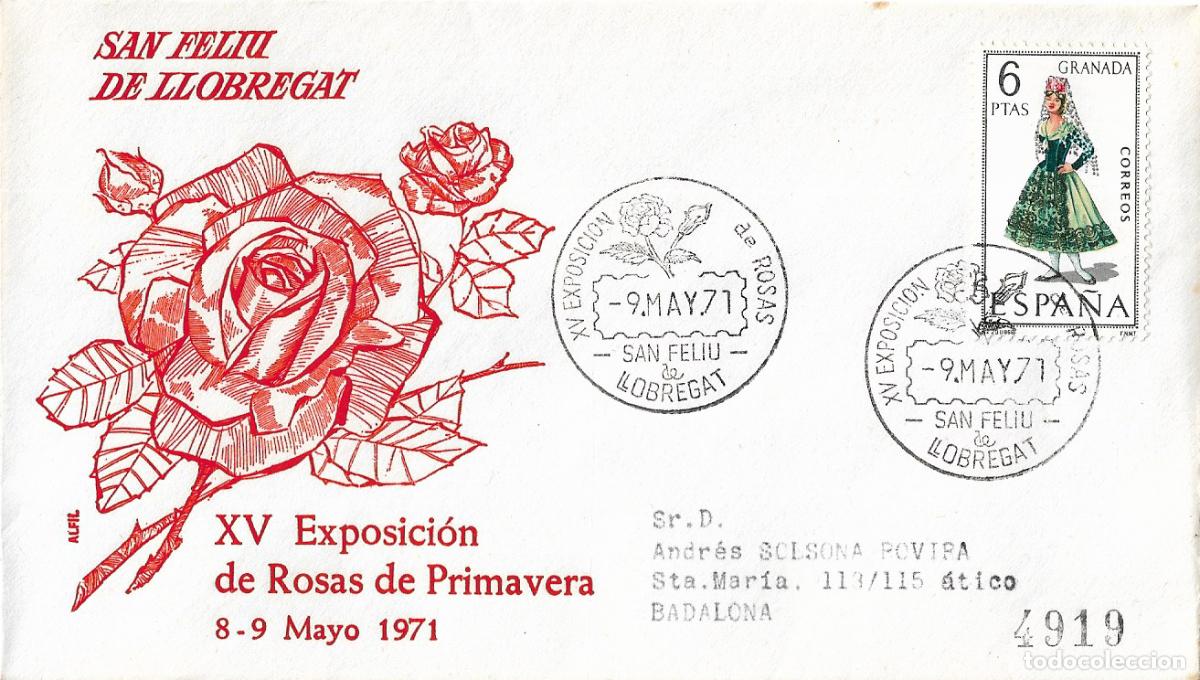 Timbres: ROSAS EXPOSICION NACIONAL, SAN FELIU DE LLOBREGAT (BARCELONA) 1971. MATASELLOS SOBRE CIRCULADO ALFIL