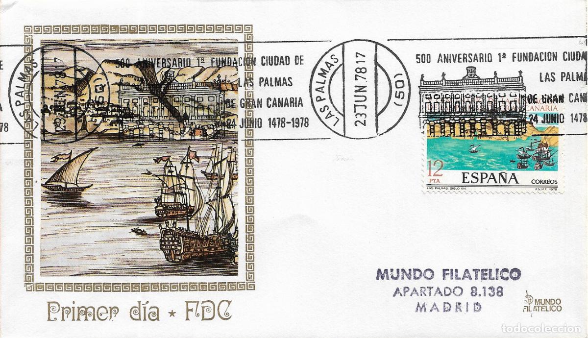 Stamps: 500 ANIVERSARIO FUNDACION CIUDAD DE LAS PALMAS CANARIAS 1978. MATASELLOS RODILLO SOBRE MF MOD 3 RARO