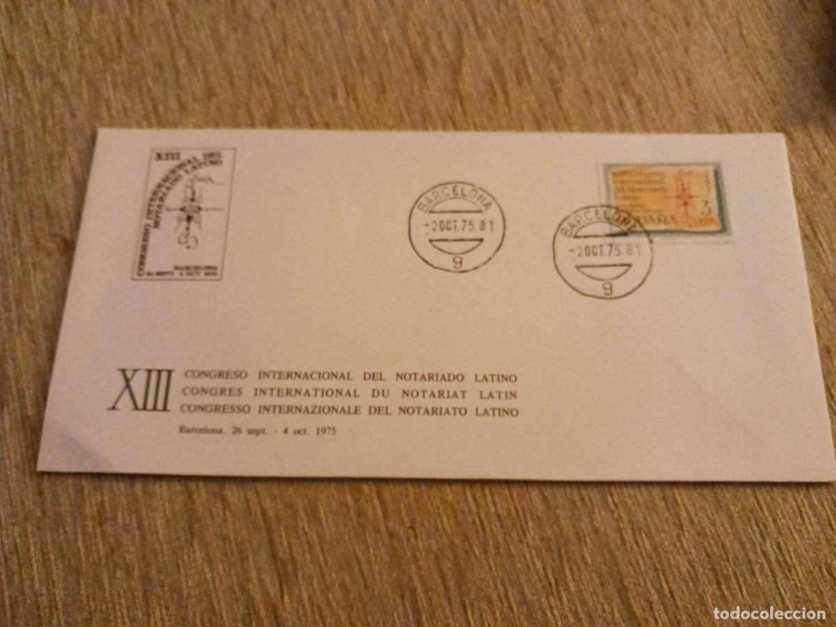 Francobolli: sobre primer dia de emision, XIII congreso int. del notariado latino 1975, un sello