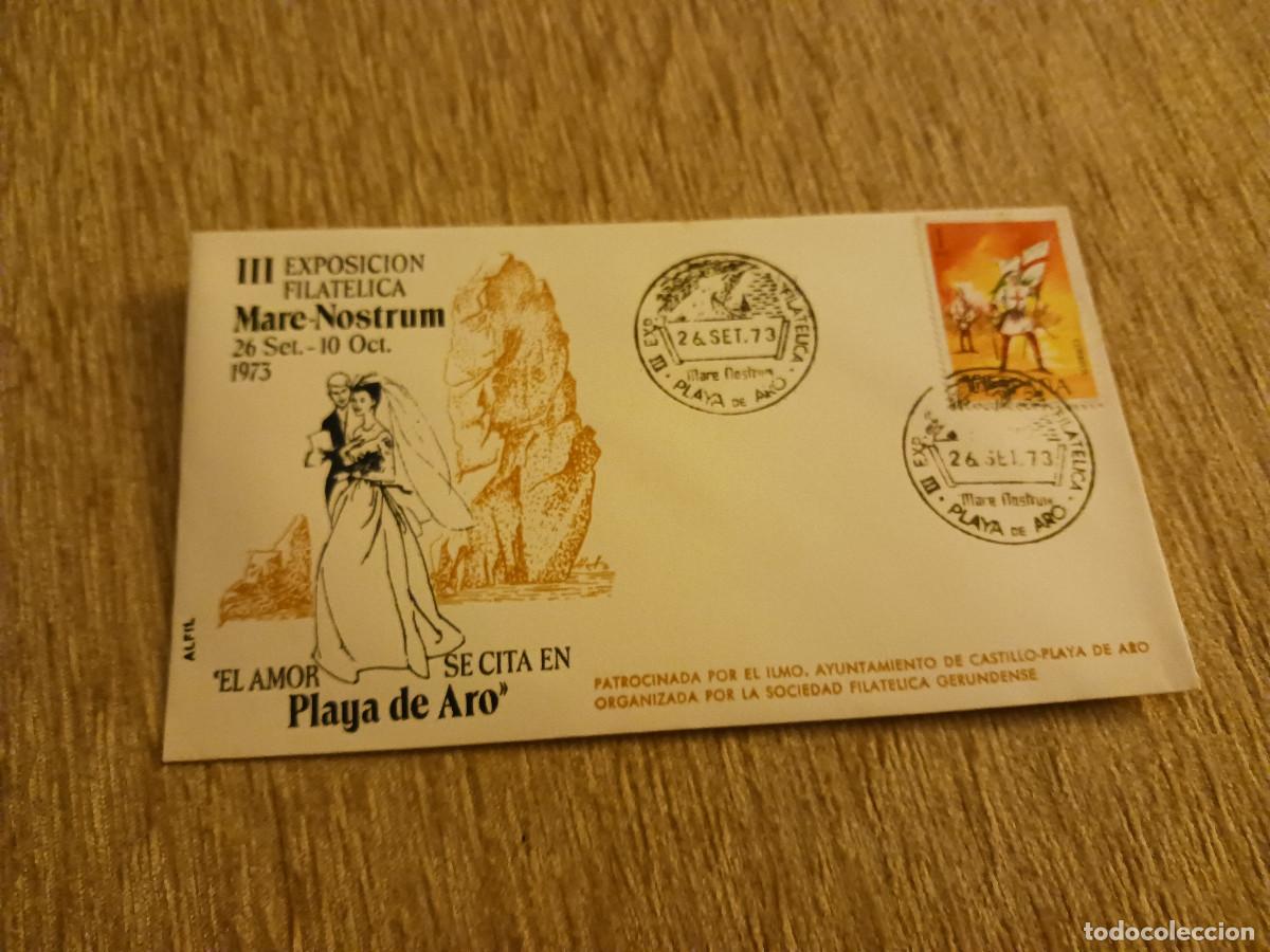 Francobolli: III exposicion filatelica mare nostrum, el amor se cita en platja d`aro, 1973
