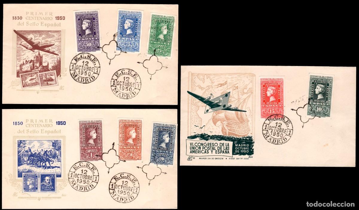 Sellos: Espa&ntilde;a - Edi o 1075/82 - Centenario - 3 sobres de primer d&iacute;a - Foto 1