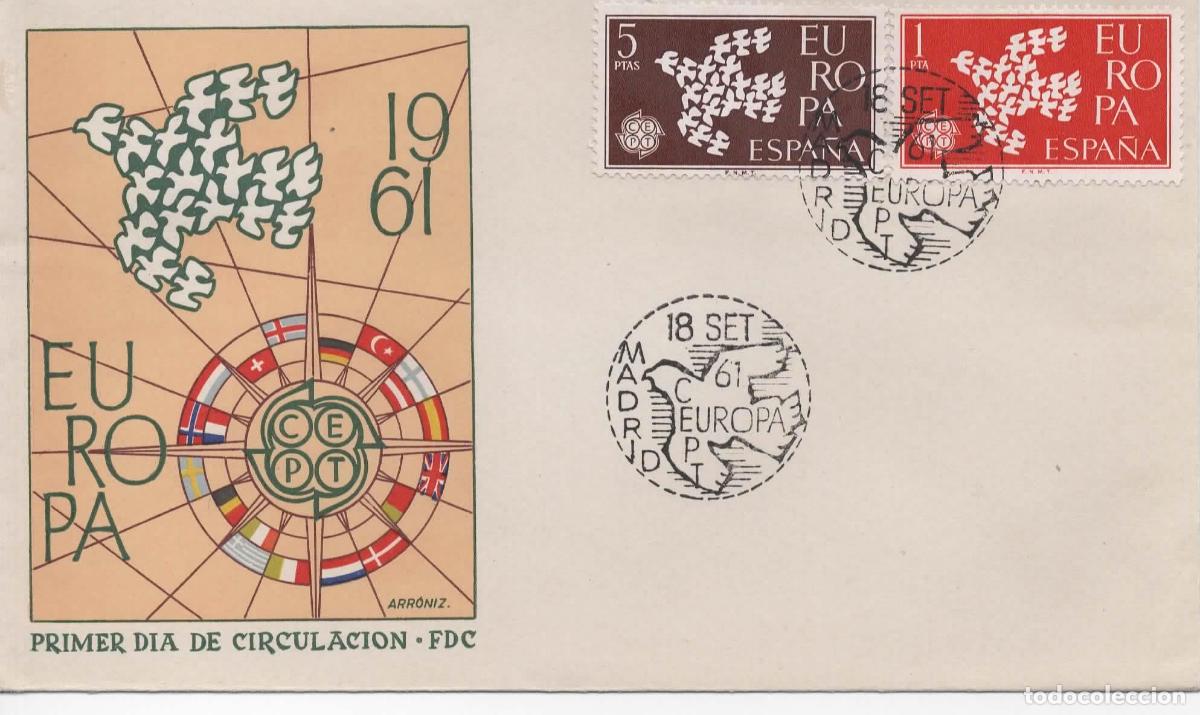 Sellos: ESPA&Ntilde;A SPD FDC EUROPA CEPT 1961 - Foto 1