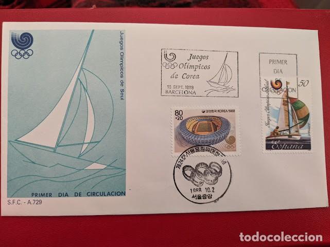 Sellos: SOBRE PRIMER D&Iacute;A JUEGOS OL&Iacute;MPICOS DE SEUL - Foto 1