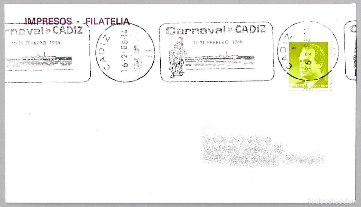 Sellos: Matasellos rodillo CARNAVAL DE CADIZ 1988. - Foto 1