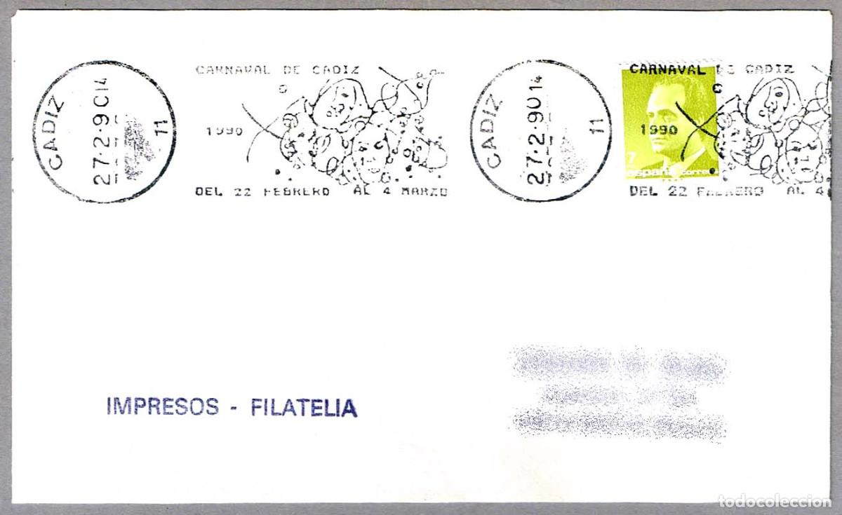 Sellos: Matasellos rodillo CARNAVAL DE CADIZ 1990. - Foto 1