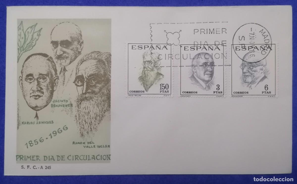 Sellos: SOBRE CENTENARIO LITERATOS ESPA&Ntilde;OLES 1966 - Foto 1