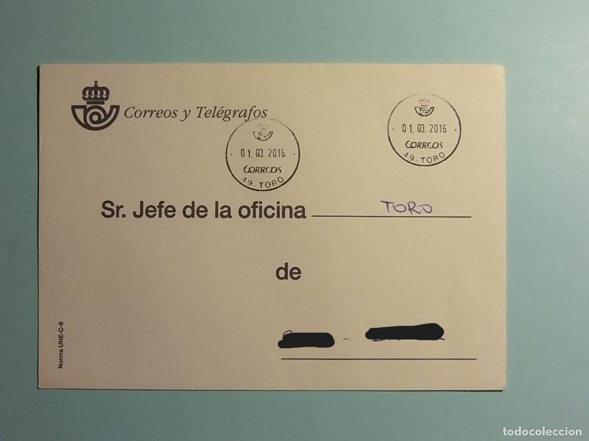 Timbres: MARCOFILIA - CORREOS, SOBRE OFICIAL ENTRE OFICINAS - SELLO FECHADOR DE OFICINA TORO (ZAMORA).
