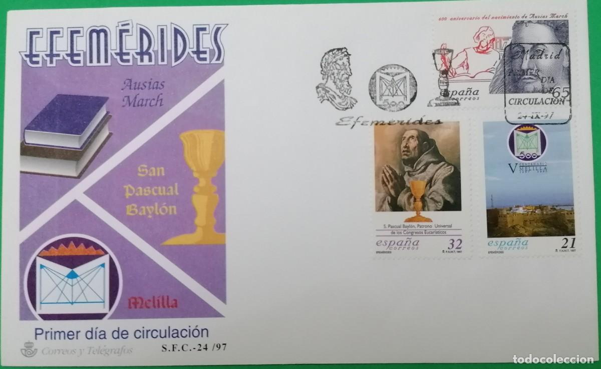 Sellos: SOBRES PRIMER DIA ESPA&Ntilde;A &rdquo;EFEM&Eacute;RIDES 1997&rdquo; COMPLETA - Foto 1