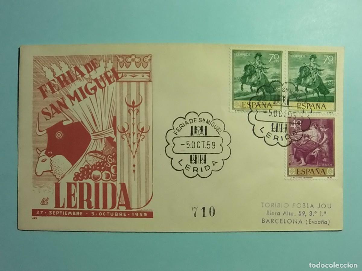 Sellos: CERTIFICADO - FERIA DE SAN MIGUEL (LERIDA) 1959 - EDIFIL 1239 Y 1242.