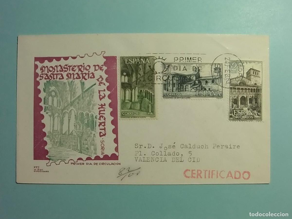 Stamps: CERTIFICADO - SPD. - MONASTERIO DE SANTA MAR&Iacute;A DE LA HUERTA (SORIA) 1964 - EDIFIL 1563/5.