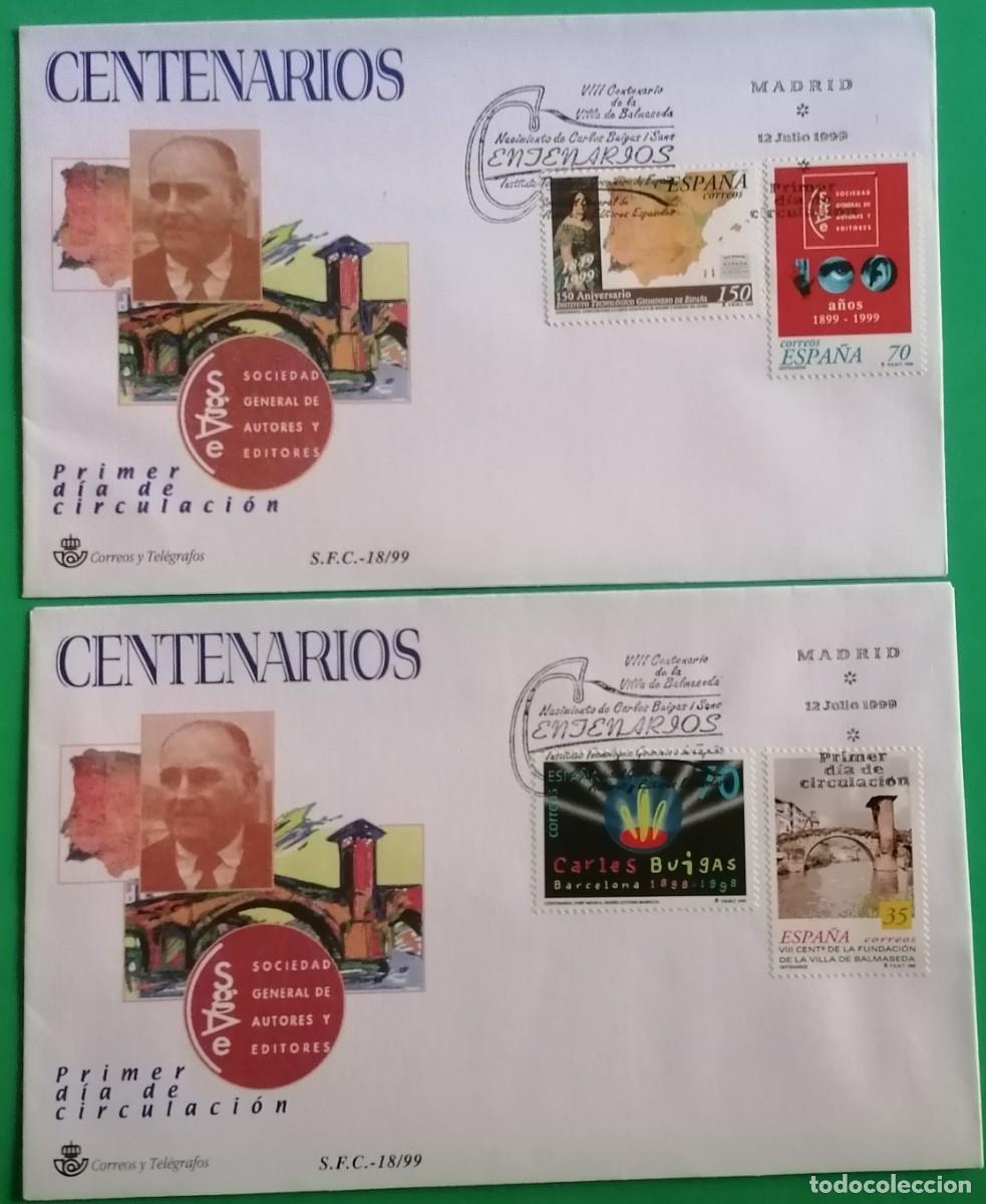 Sellos: SOBRE PRIMER DIA ESPA&Ntilde;A &rdquo;CENTENARIOS 1999&rdquo; COMPLETA - Foto 1