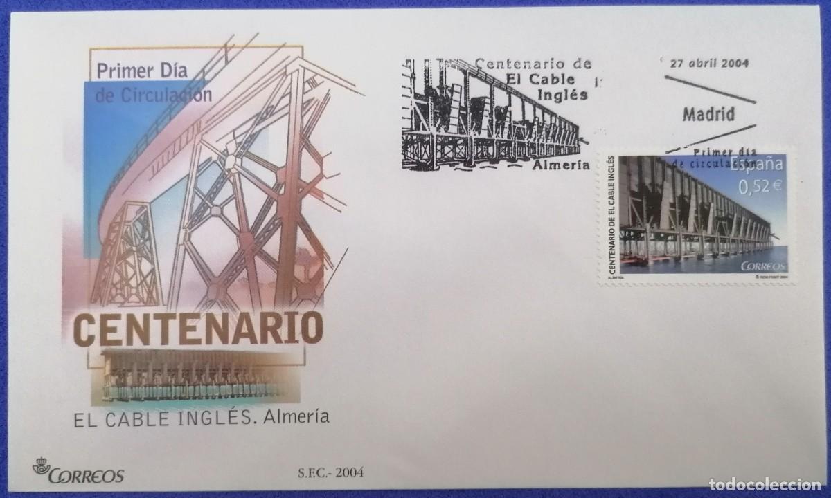 Sellos: SOBRE PRIMER DIA ESPA&Ntilde;A &rdquo;CENTENARIO DE EL CABLE INGLES 2004&rdquo; COMPLETA - Foto 1