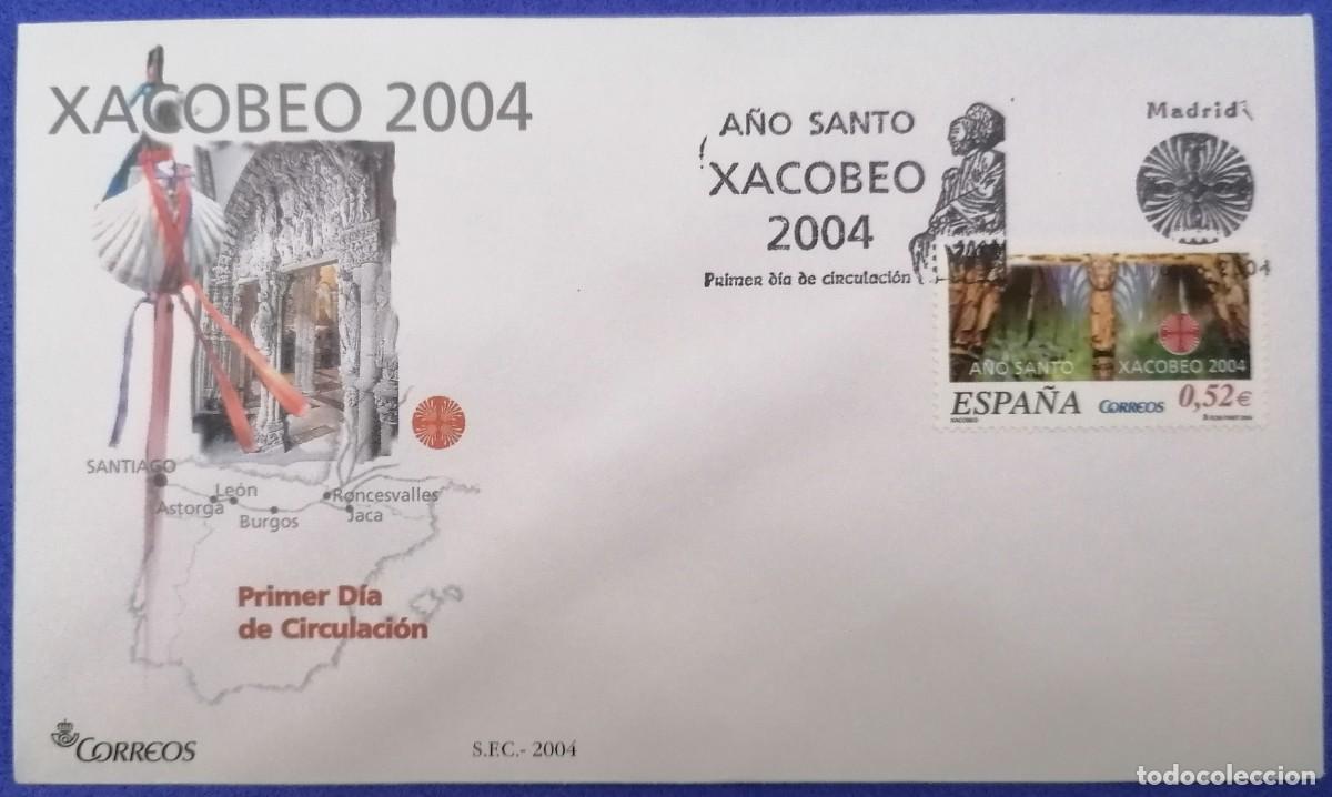 Sellos: SOBRE PRIMER DIA ESPA&Ntilde;A &rdquo;XACOBEO 2004&rdquo; COMPLETA - Foto 1