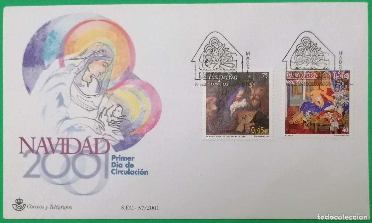 Sellos: SOBRE PRIMER DIA ESPA&Ntilde;A &rdquo;NAVIDAD 2001&rdquo; COMPLETA - Foto 1