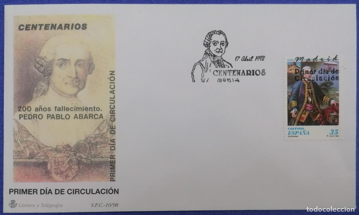 Sellos: SOBRE PRIMER DIA ESPA&Ntilde;A &rdquo;CENTENARIOS 1998&rdquo; COMPLETA - Foto 1