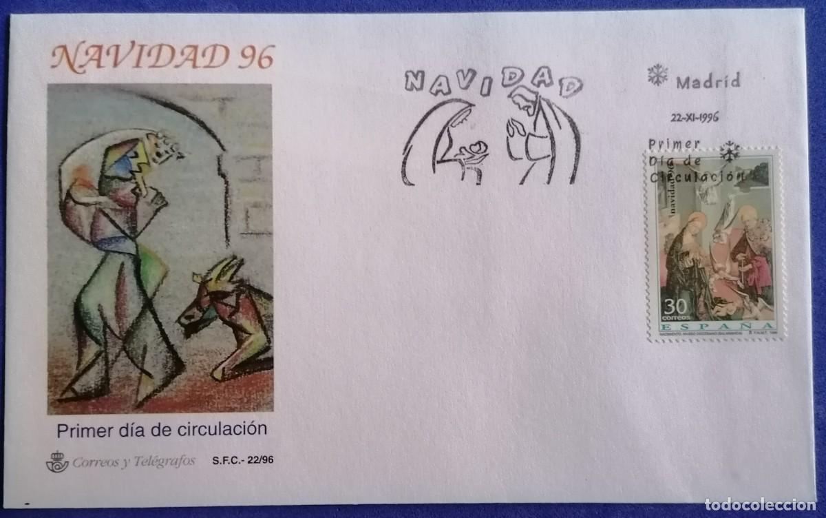 Sellos: SOBRE PRIMER DIA ESPA&Ntilde;A &rdquo;NAVIDAD 1996&rdquo; COMPLETA - Foto 1