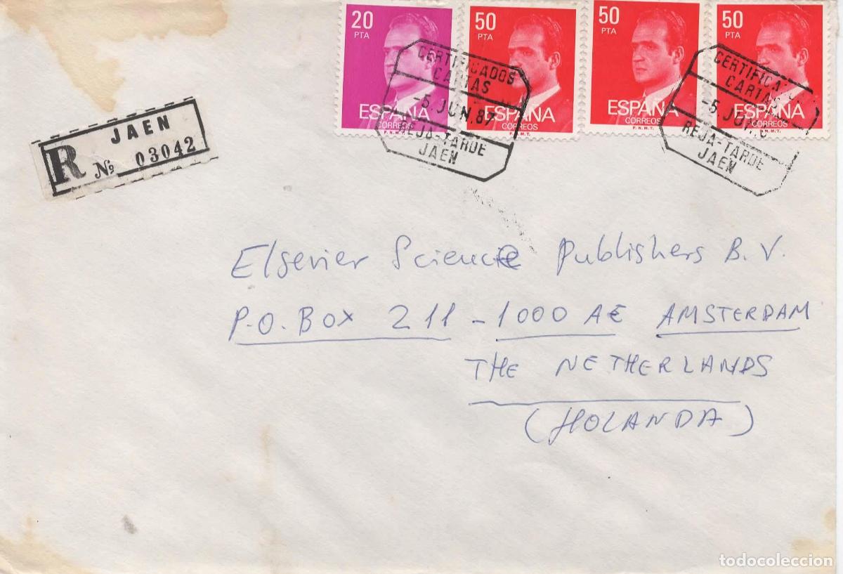 Sellos: JAEN CC CERTIFICADA A HOLANDA 1987 REJA TARDE - Foto 1