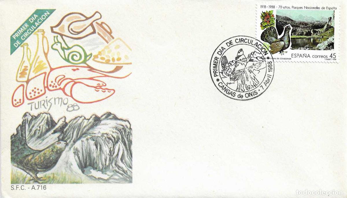 Timbres: COVADONGA PARQUES NACIONALES TURISMO 1988 (EDIFIL 2937) EN SPD SFC MATASELLOS CANGAS ONIS (ASTURIAS)