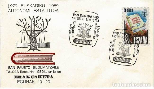 Sellos: Estatuto autonom&iacute;a de Euskadi. Basauri. 1989 - Foto 1