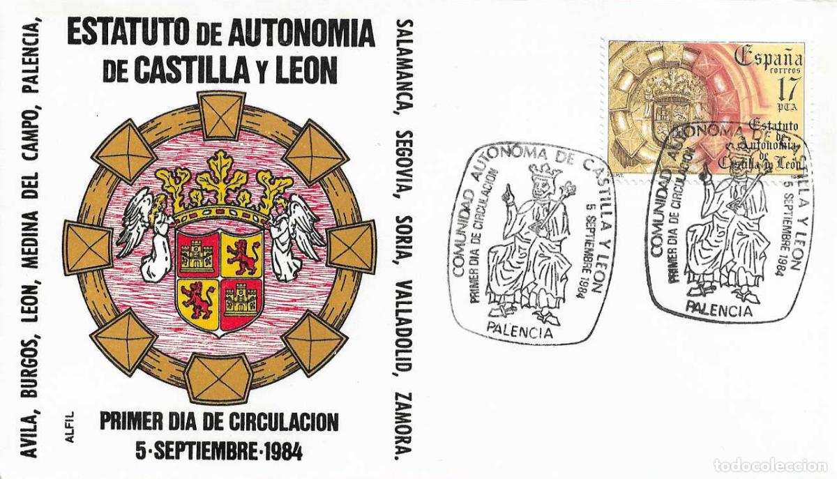 Sellos: ESTATUTO DE AUTONOMIA DE CASTILLA Y LEON 1984 (EDIFIL 2741) EN SPD DE ALFIL MATASELLOS PALENCIA RARO