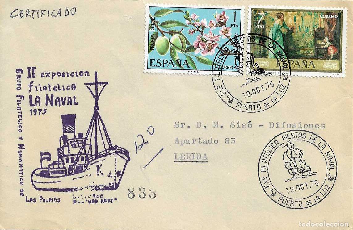 Sellos: BARCOS FIESTAS DE LA NAVAL, PUERTO DE LA LUZ (CANARIAS) 1975. MATASELLOS EN SOBRE CIRCULADO RARO ASI