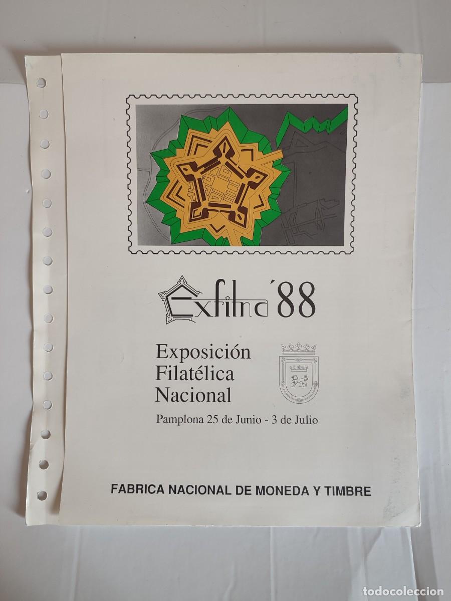 Sellos: Exposici&oacute;n Filat&eacute;lica Nacional EXFILNA 1988 - Documento Oficial con Hojita Bloque y Matasellos