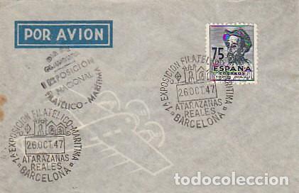 Sellos: A&Ntilde;O 1947, IV CENTENARIO DE CERVANTES, MATASELLO EXPOSICION - Foto 1