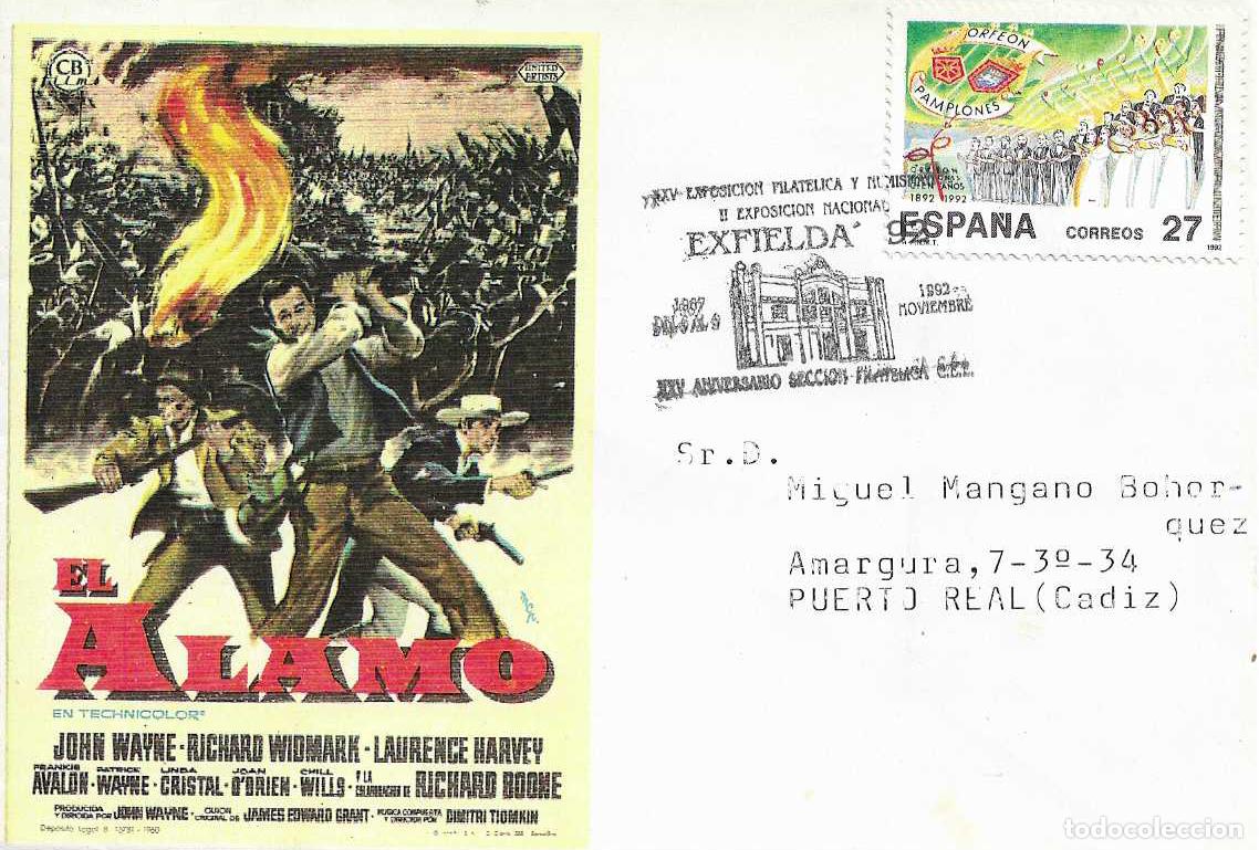Timbres: CINE EL ALAMO SOBRE MATASELLOS XXV EXPOSICION, ELDA (ALICANTE) 1992 II EXPOSICION EXFIELDA RARO ASI
