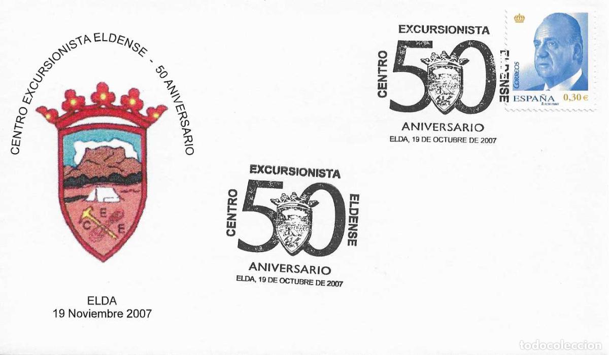 Selos: MONTA&Ntilde;ISMO ALPINISMO 50 ANIVERSARIO CENTRO EXCURSIONISTA, ELDA (ALICANTE) 2007 MATASELLOS RARO SOBRE