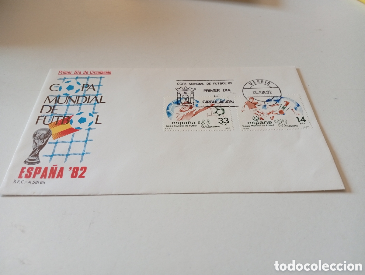 Sellos: Sobre primer d&iacute;a de circulaci&oacute;n Espa&ntilde;a 82 - Foto 1