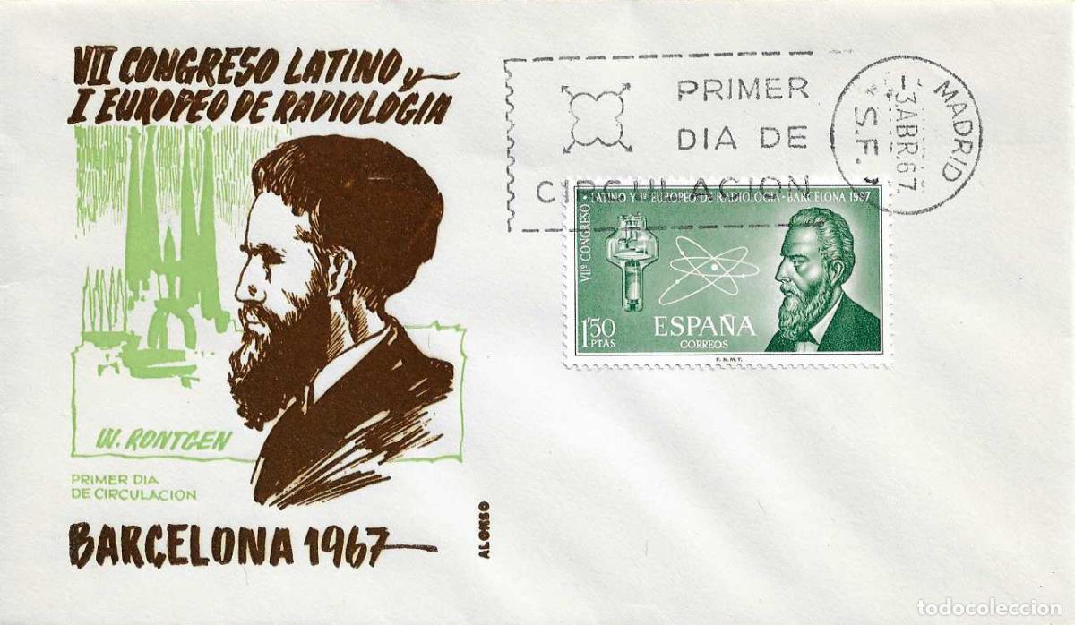 Sellos: MEDICINA RADIOLOGIA VII CONGRESO LATINO I EUROPEO 1967 (EDIFIL 1790) EN SOBRE PRIMER DIA ALONSO RARO
