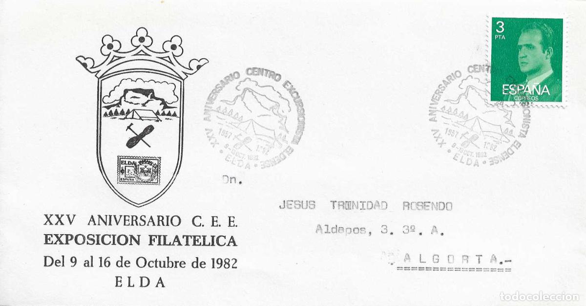 Timbres: MONTA&Ntilde;ISMO ALPINISMO CENTRO EXCURSIONISTA XXV ANIV, ELDA (ALICANTE) 1982. MATASELLOS EN RARO SOBRE