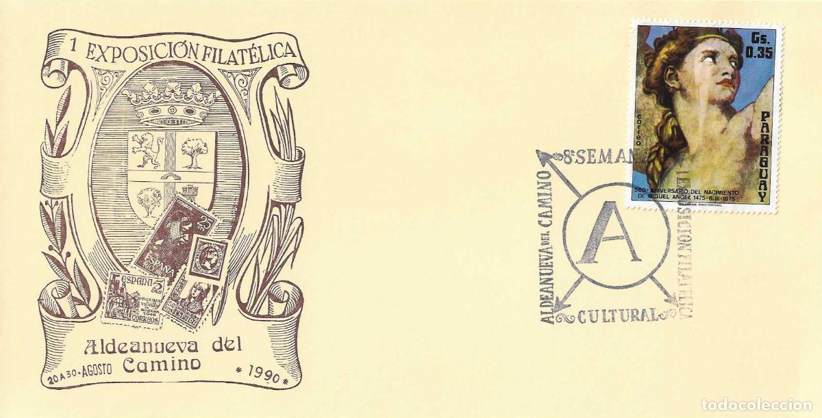 Selos: 8&ordf; SEMANA CULTURAL I EXPOSICION FILAT, ALDEANUEVA DEL CAMINO (CACERES) 1990. RARO MATASELLOS TARJETA