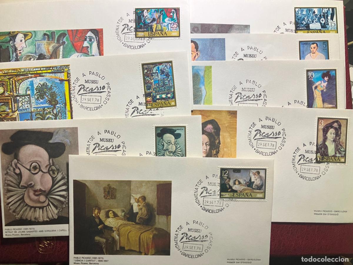 Sellos: Homenatge a Pablo Picasso - Museu Picasso Barcelona - Lote 8 sobres primer d&iacute;a 1978 Edifil 2481 2488